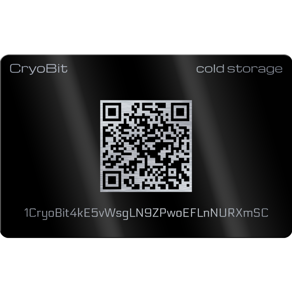 bitcoin karte Schwarz Cryo Karte   Edelstahl Bitcoin Cold Storage